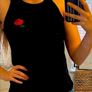 Black tank top with rose